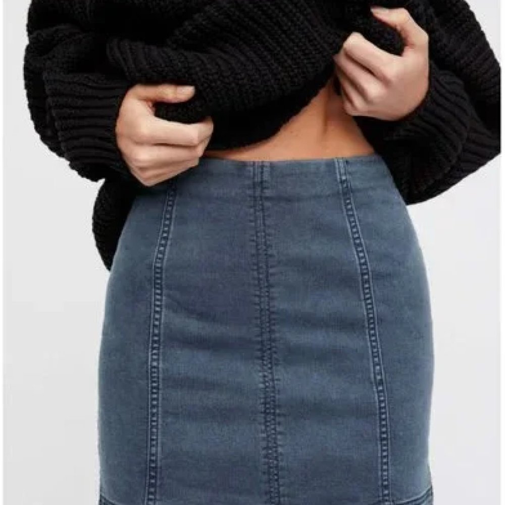 Free people denim mini skirt